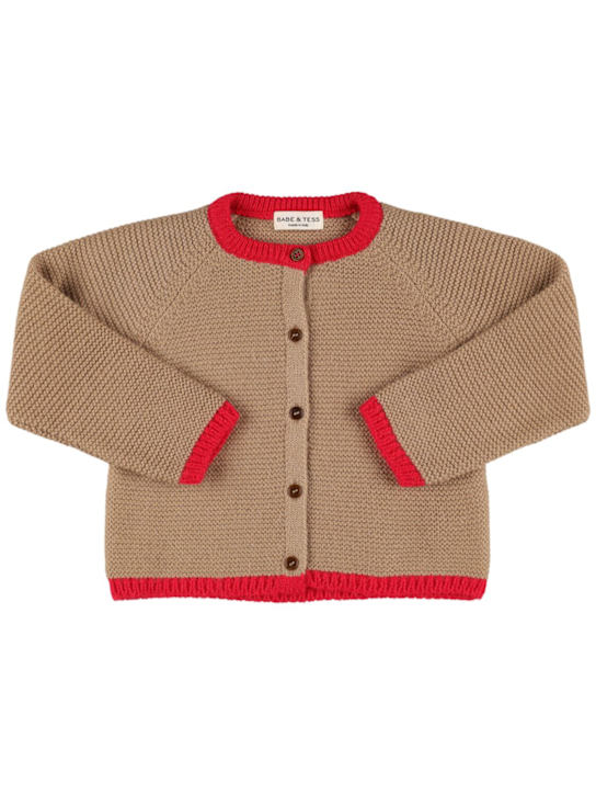 Babe & Tess: Cardigan en alpaga mélangé - Miele Magenta - kids-girls_0 | Luisa Via Roma