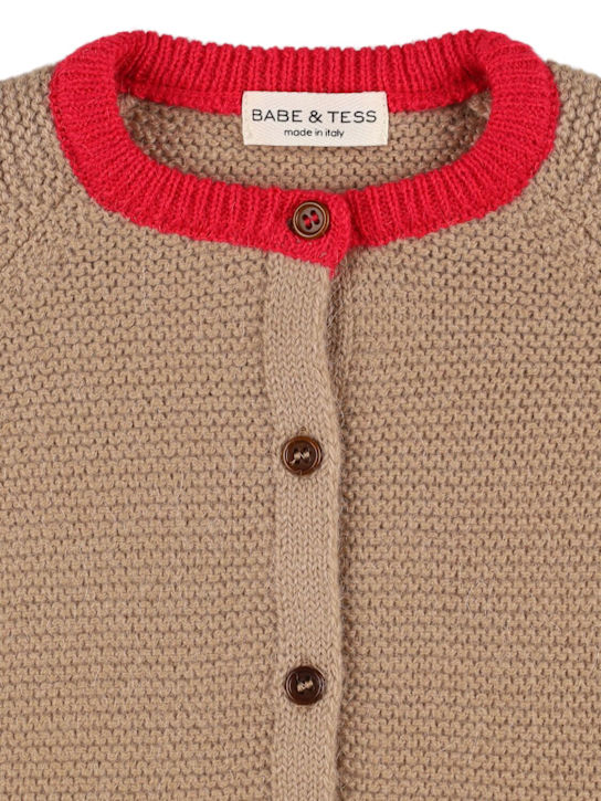 Babe & Tess: Cardigan en alpaga mélangé - Miele Magenta - kids-girls_1 | Luisa Via Roma