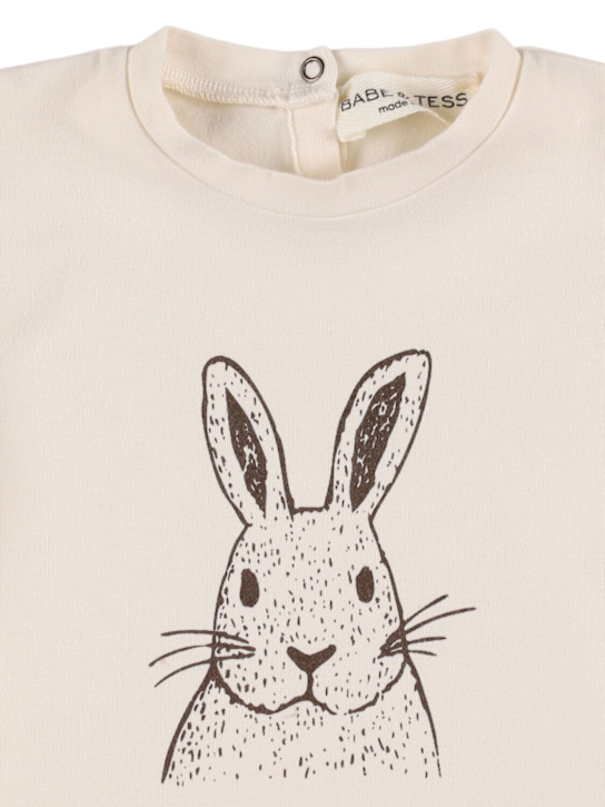 Babe & Tess: T-shirt en coton mélangé imprimé - Ivoire - kids-girls_1 | Luisa Via Roma
