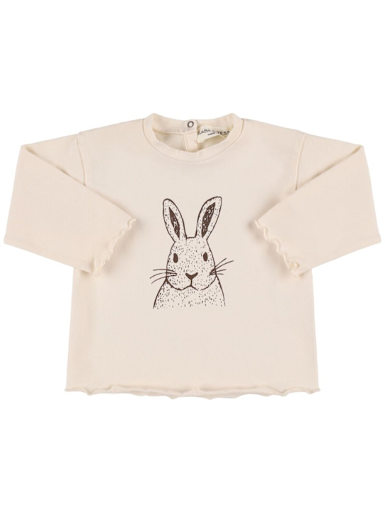 Babe & Tess: T-shirt en coton mélangé imprimé - Ivoire - kids-girls_0 | Luisa Via Roma