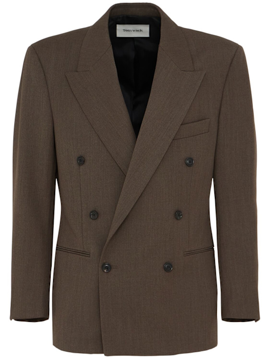 Tonywack: Tailored double breast wool blend jacket - men_0 | Luisa Via Roma