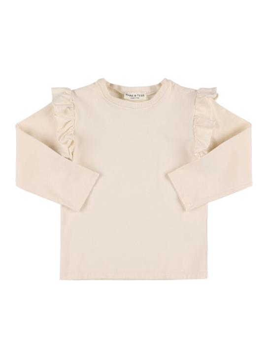 Babe & Tess: Cotton blend t-shirt - ナチュラル - kids-girls_0 | Luisa Via Roma