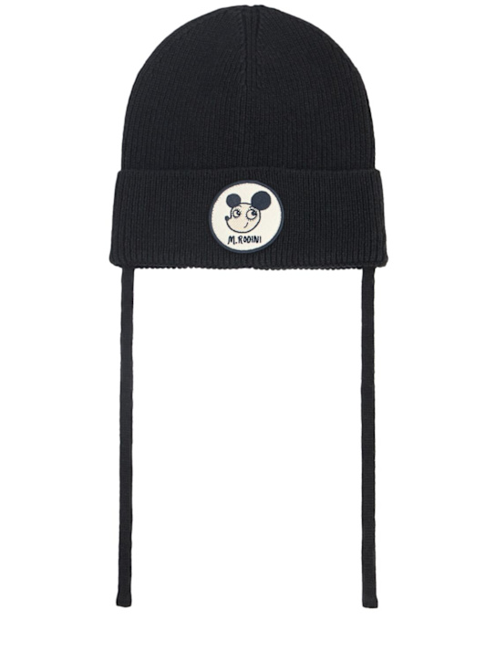 Mini Rodini: Wool & cotton knit beanie - ブラック - kids-boys_0 | Luisa Via Roma