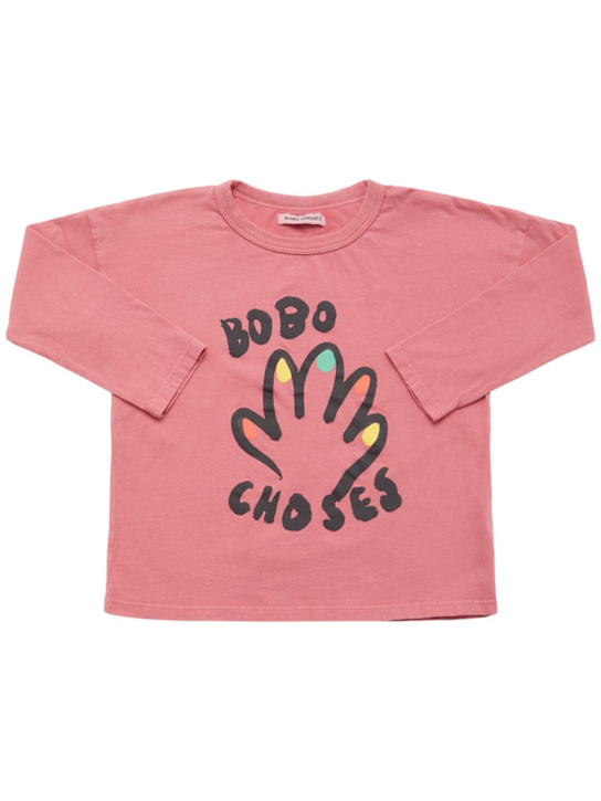 Bobo Choses: Printed organic cotton t-shirt - ピンク - kids-girls_0 | Luisa Via Roma