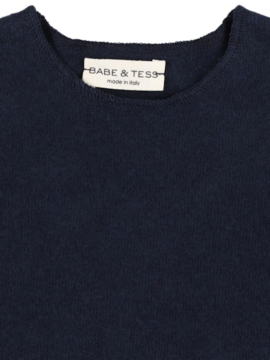 Babe & Tess: Cotton blend knit sweater - Blue - kids-boys_1 | Luisa Via Roma