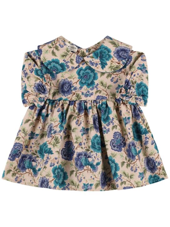 Babe & Tess: Printed cotton dress - ターコイズ - kids-girls_0 | Luisa Via Roma