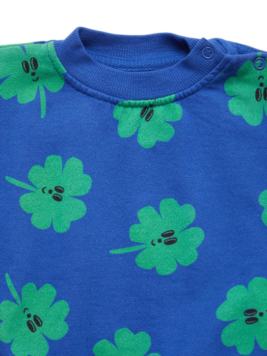 Bobo Choses: Flower print cotton blend sweatshirt - ブルー - kids-boys_1 | Luisa Via Roma