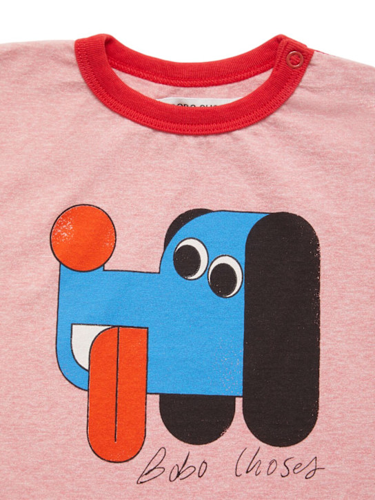 Bobo Choses: Dog print organic cotton blend t-shirt - ピンク - kids-girls_1 | Luisa Via Roma