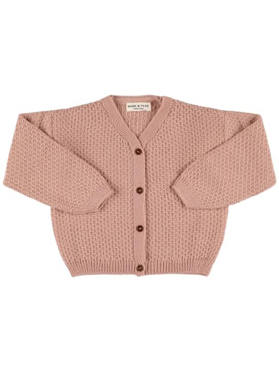 Babe & Tess: Alpaca blend cardigan - Pink - kids-girls_0 | Luisa Via Roma