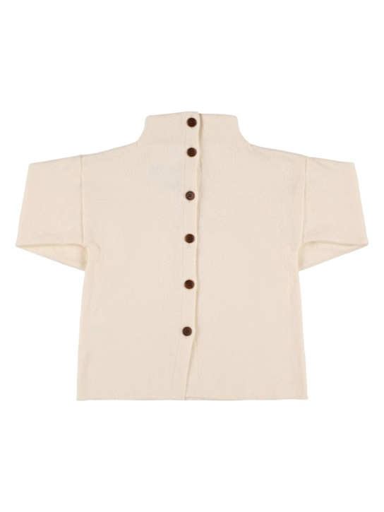 Babe & Tess: Cotton blend knit cardigan - ナチュラル - kids-girls_1 | Luisa Via Roma