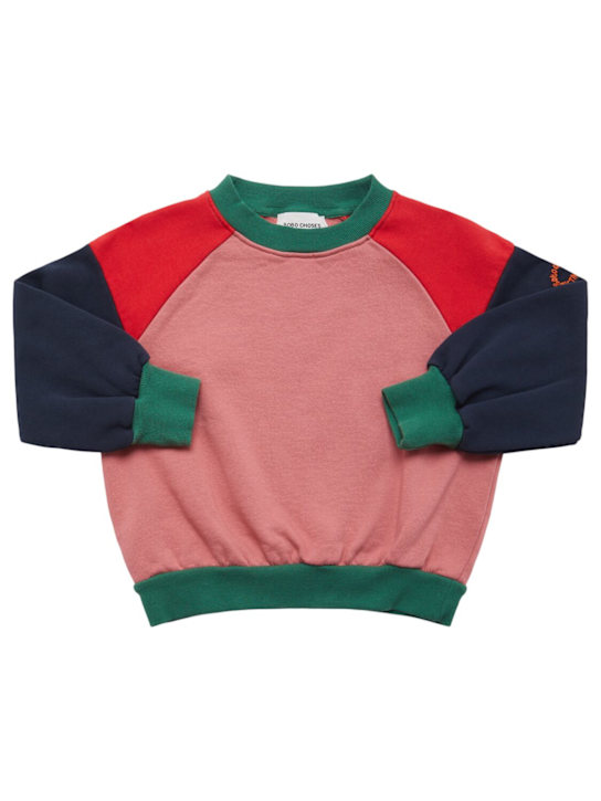 Bobo Choses: Color block cotton knit sweater - ピンク - kids-boys_0 | Luisa Via Roma