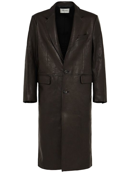 Tonywack: Vegetable tanned leather coat - Black - men_0 | Luisa Via Roma