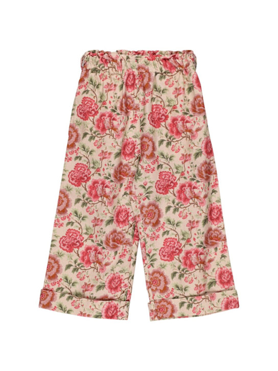 Babe & Tess: Pantaloni in cotone stampa floreale - Viola - kids-girls_0 | Luisa Via Roma