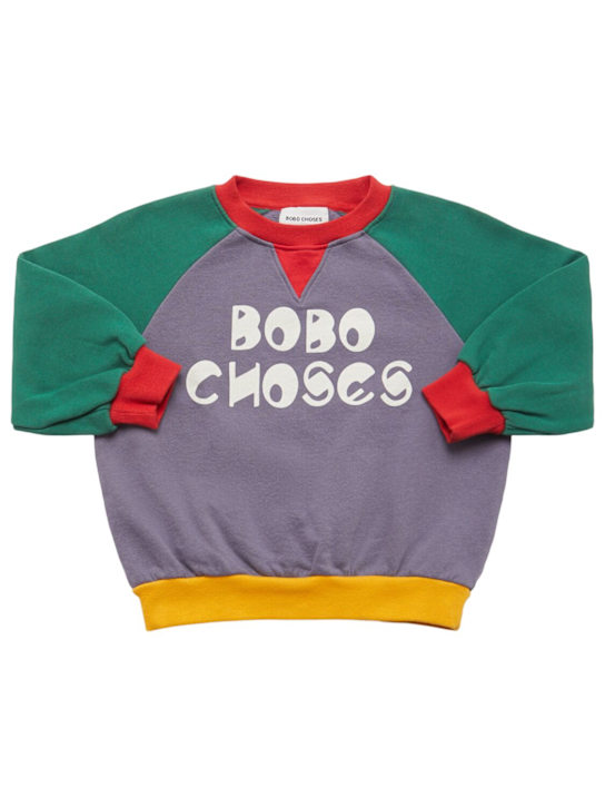 Bobo Choses: Printed color block cotton sweatshirt - Multicolor - kids-boys_0 | Luisa Via Roma
