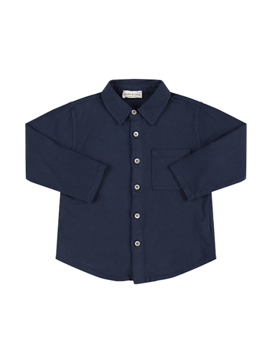 Babe & Tess: Cotton blend shirt - ブルー - kids-boys_0 | Luisa Via Roma
