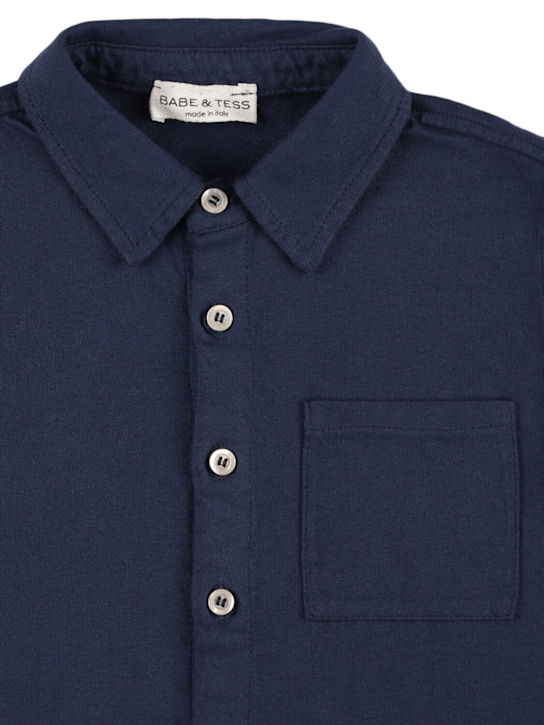 Babe & Tess: Cotton blend shirt - ブルー - kids-boys_1 | Luisa Via Roma