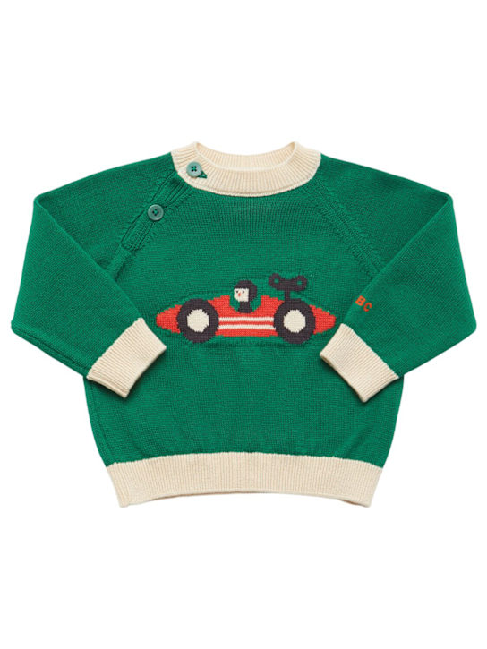 Bobo Choses: Printed organic cotton knit sweater - kids-boys_0 | Luisa Via Roma