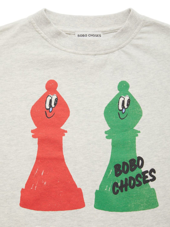 Bobo Choses: Logo print cotton t-shirt - グレー - kids-boys_1 | Luisa Via Roma