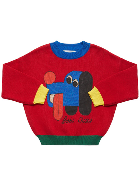Bobo Choses: Printed organic cotton sweatshirt - Red - kids-boys_0 | Luisa Via Roma