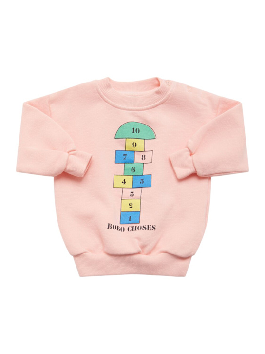 Bobo Choses: Printed cotton sweatshirt - ピンク - kids-girls_0 | Luisa Via Roma