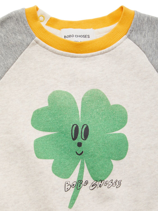 Bobo Choses: Printed organic cotton sweatshirt - Grey/Off White - kids-boys_1 | Luisa Via Roma