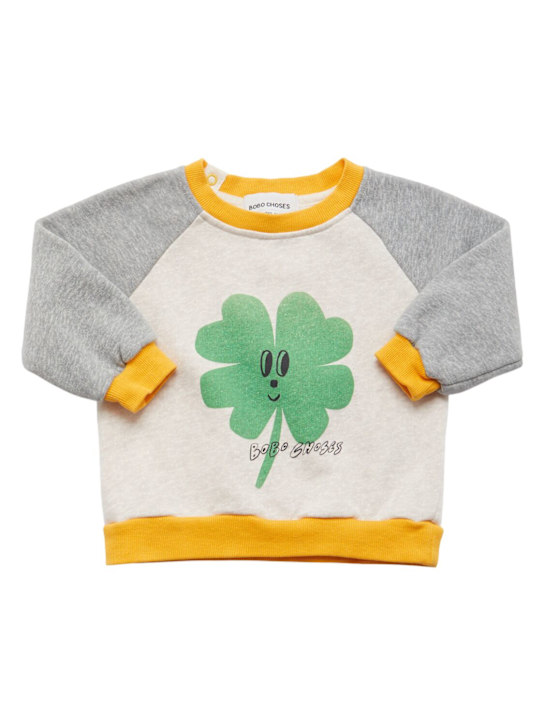 Bobo Choses: Printed organic cotton sweatshirt - Grey/Off White - kids-boys_0 | Luisa Via Roma