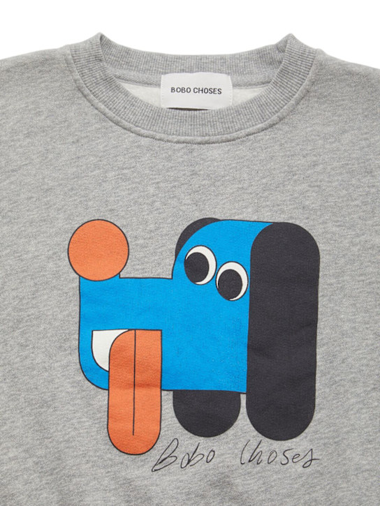 Bobo Choses: Printed organic cotton sweatshirt - グレー - kids-girls_1 | Luisa Via Roma