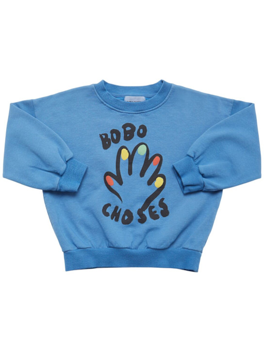 Bobo Choses: Printed organic cotton sweatshirt - ブルー - kids-girls_0 | Luisa Via Roma