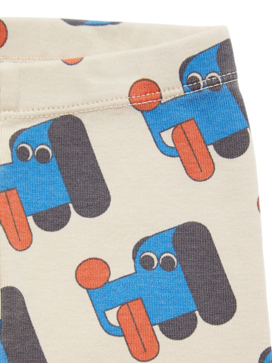 Bobo Choses: Dog print organic cotton blend leggings - ベージュ/ブルー - kids-girls_1 | Luisa Via Roma