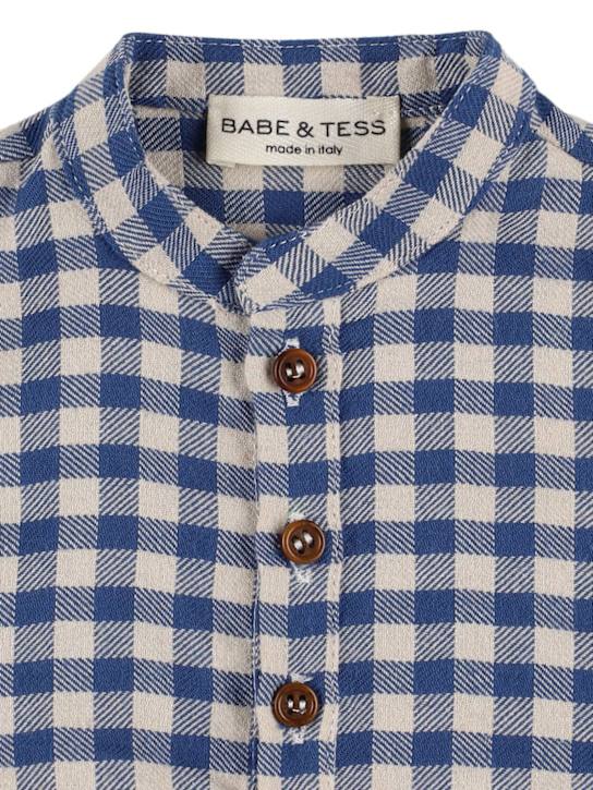 Babe & Tess: Printed cotton blend romper - Ocean Blue - kids-boys_1 | Luisa Via Roma