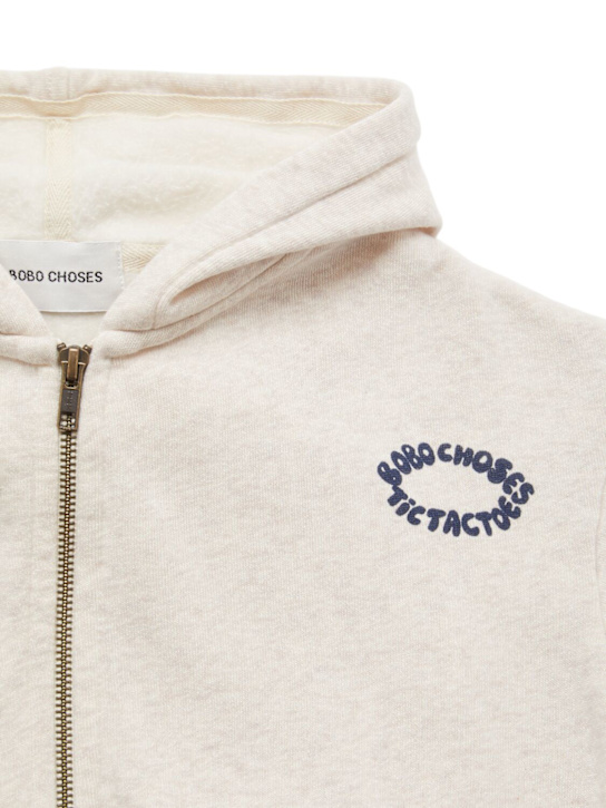 Bobo Choses: Organic cotton zipped hoodie - グレー - kids-boys_1 | Luisa Via Roma