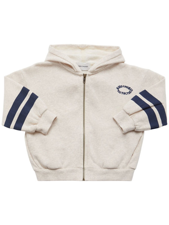 Bobo Choses: Organic cotton zipped hoodie - グレー - kids-boys_0 | Luisa Via Roma