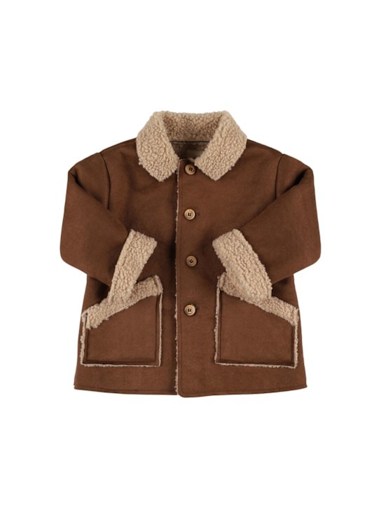 Babe & Tess: Poly blend coat - Cioccolato - kids-boys_0 | Luisa Via Roma