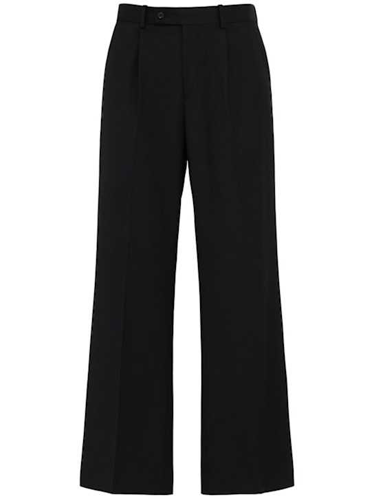 Tonywack: Pleated wool blend twill wide leg pants - men_0 | Luisa Via Roma
