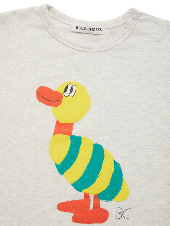 Bobo Choses: Logo print organic cotton t-shirt - グレー - kids-boys_1 | Luisa Via Roma