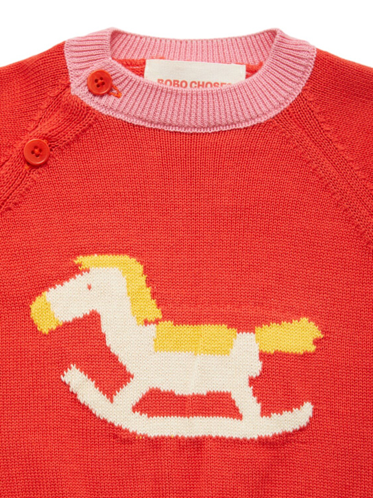 Bobo Choses: Rocking horse knit sweater - Red - kids-girls_1 | Luisa Via Roma