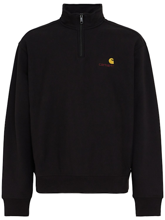 Carhartt WIP: American Script half-zip sweatshirt - Black - men_0 | Luisa Via Roma