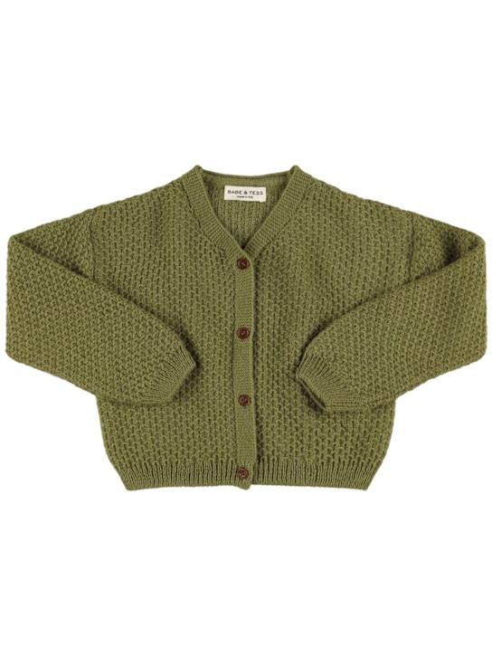 Babe & Tess: Alpaca blend cardigan - Olive Green - kids-boys_0 | Luisa Via Roma
