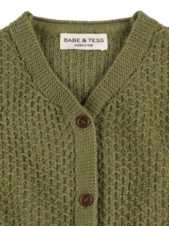 Babe & Tess: Alpaca blend cardigan - Olive Green - kids-boys_1 | Luisa Via Roma