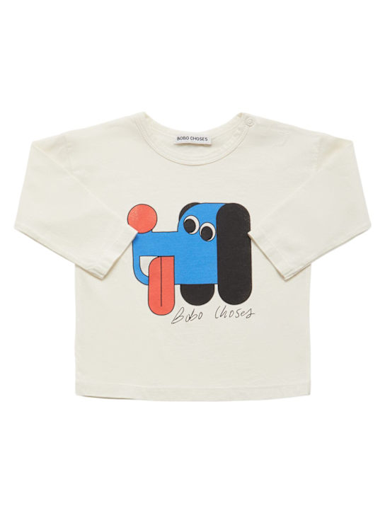 Bobo Choses: Logo print organic cotton t-shirt - White - kids-boys_0 | Luisa Via Roma