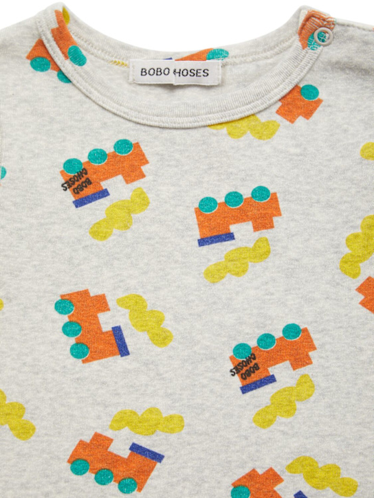 Bobo Choses: Train cotton blend bodysuit - グレー - kids-boys_1 | Luisa Via Roma