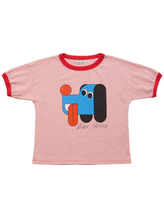 Bobo Choses: Dog print organic cotton blend t-shirt - ピンク - kids-girls_0 | Luisa Via Roma