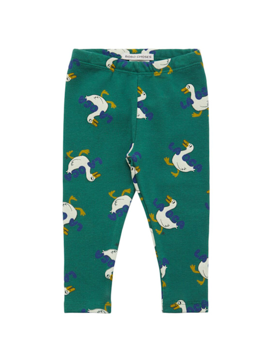 Bobo Choses: Oca print organic cotton blend leggings - グリーン - kids-boys_0 | Luisa Via Roma