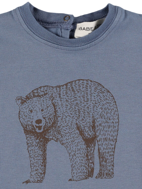 Babe & Tess: Cotton blend long sleeve t-shirt - Vintage Azur - kids-boys_1 | Luisa Via Roma