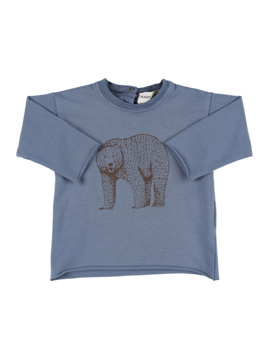 Babe & Tess: Cotton blend long sleeve t-shirt - Vintage Azur - kids-boys_0 | Luisa Via Roma