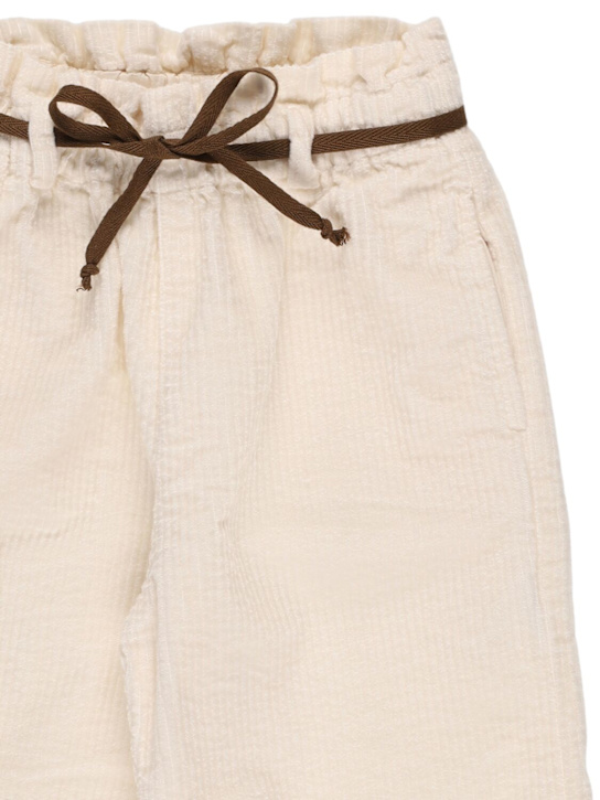 Babe & Tess: Cotton blend velvet pants - ナチュラル - kids-girls_1 | Luisa Via Roma