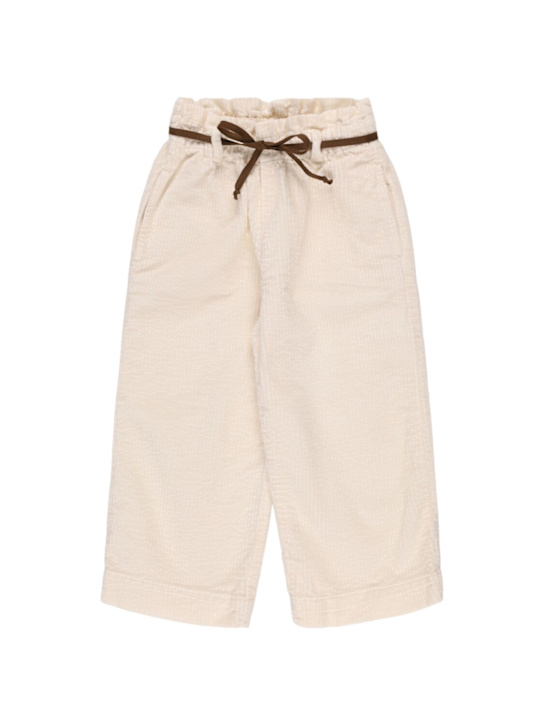 Babe & Tess: Cotton blend velvet pants - ナチュラル - kids-girls_0 | Luisa Via Roma