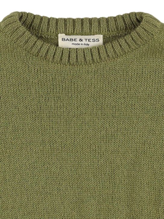 Babe & Tess: Alpaca blend knit sweater - オリーブグリーン - kids-boys_1 | Luisa Via Roma