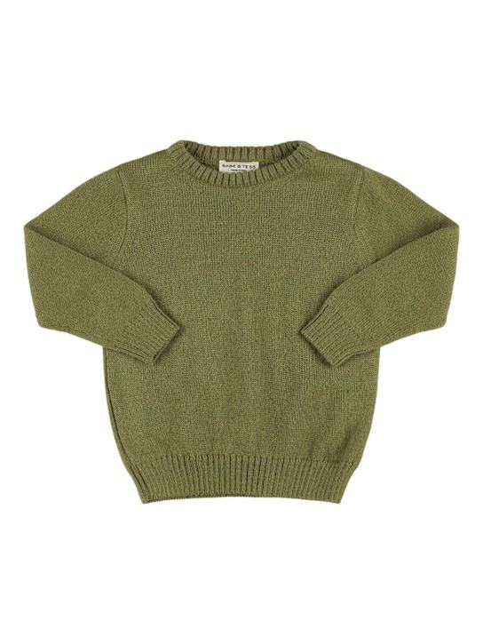 Babe & Tess: Alpaca blend knit sweater - オリーブグリーン - kids-boys_0 | Luisa Via Roma