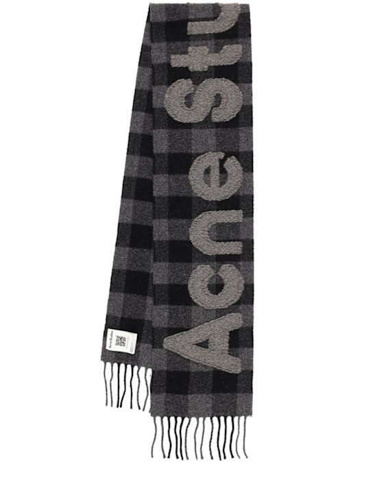 Acne Studios: Bufanda de lana - Negro/Gris - women_0 | Luisa Via Roma